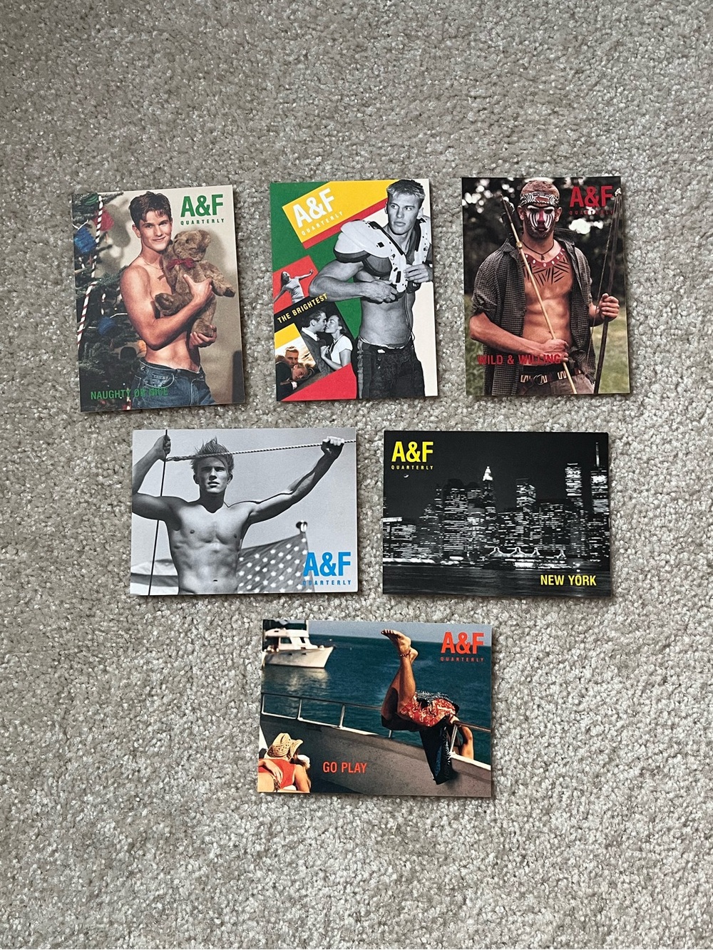 Abercrombie & Fitch Vintage Bundle of 6 A&F Quarterly Subscription Postcards